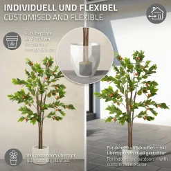 Plante artificielle oranger ML-Design 160 cm en plastique avec pot pour intérieur et extérieur