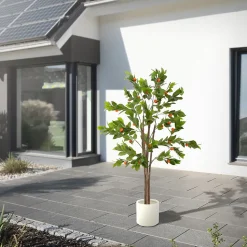 Plante artificielle oranger ML-Design 160 cm en plastique avec pot pour intérieur et extérieur