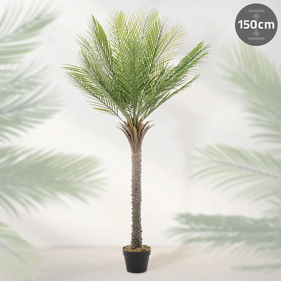 Plante artificielle palmier ML-Design 150 cm tropicale avec pot decor pour intérieur et extérieur