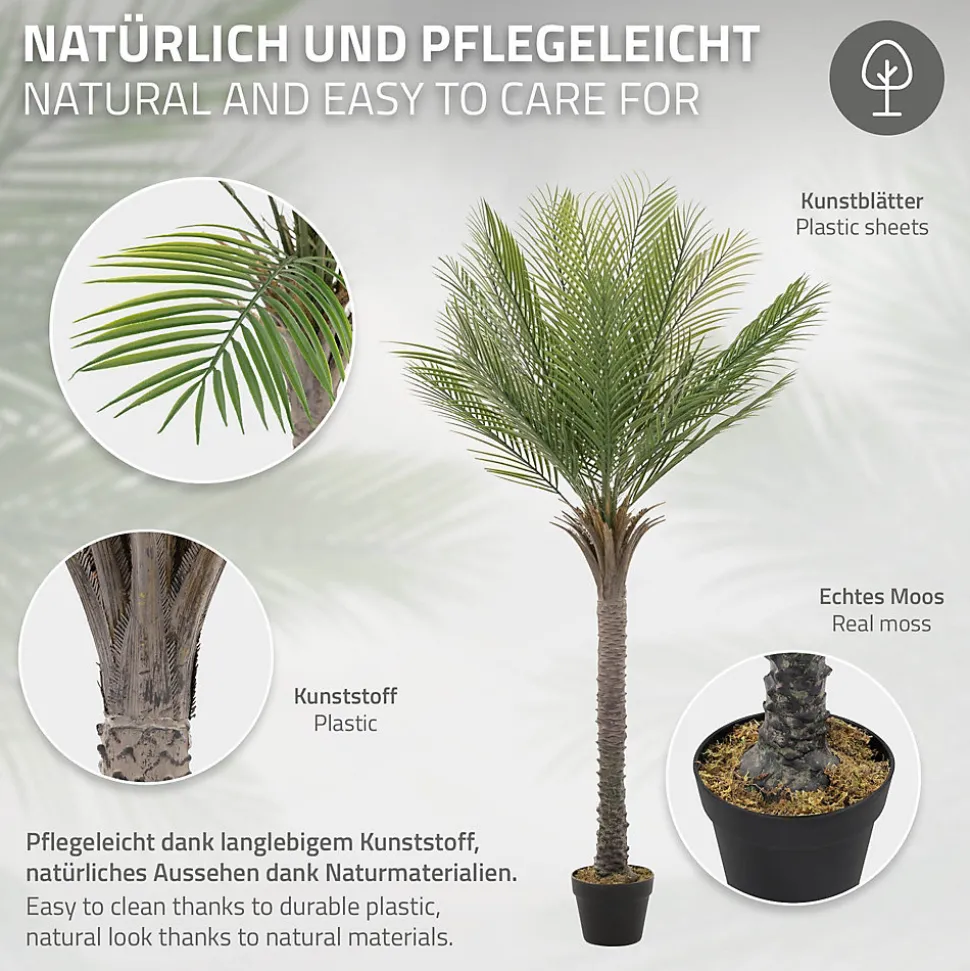 Plante artificielle palmier ML-Design 150 cm tropicale avec pot decor pour intérieur et extérieur