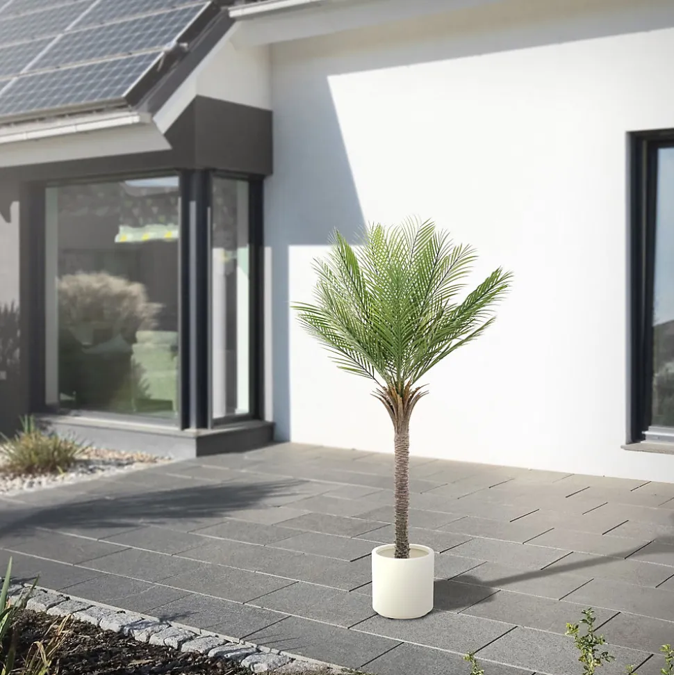 Plante artificielle palmier ML-Design 150 cm tropicale avec pot decor pour intérieur et extérieur