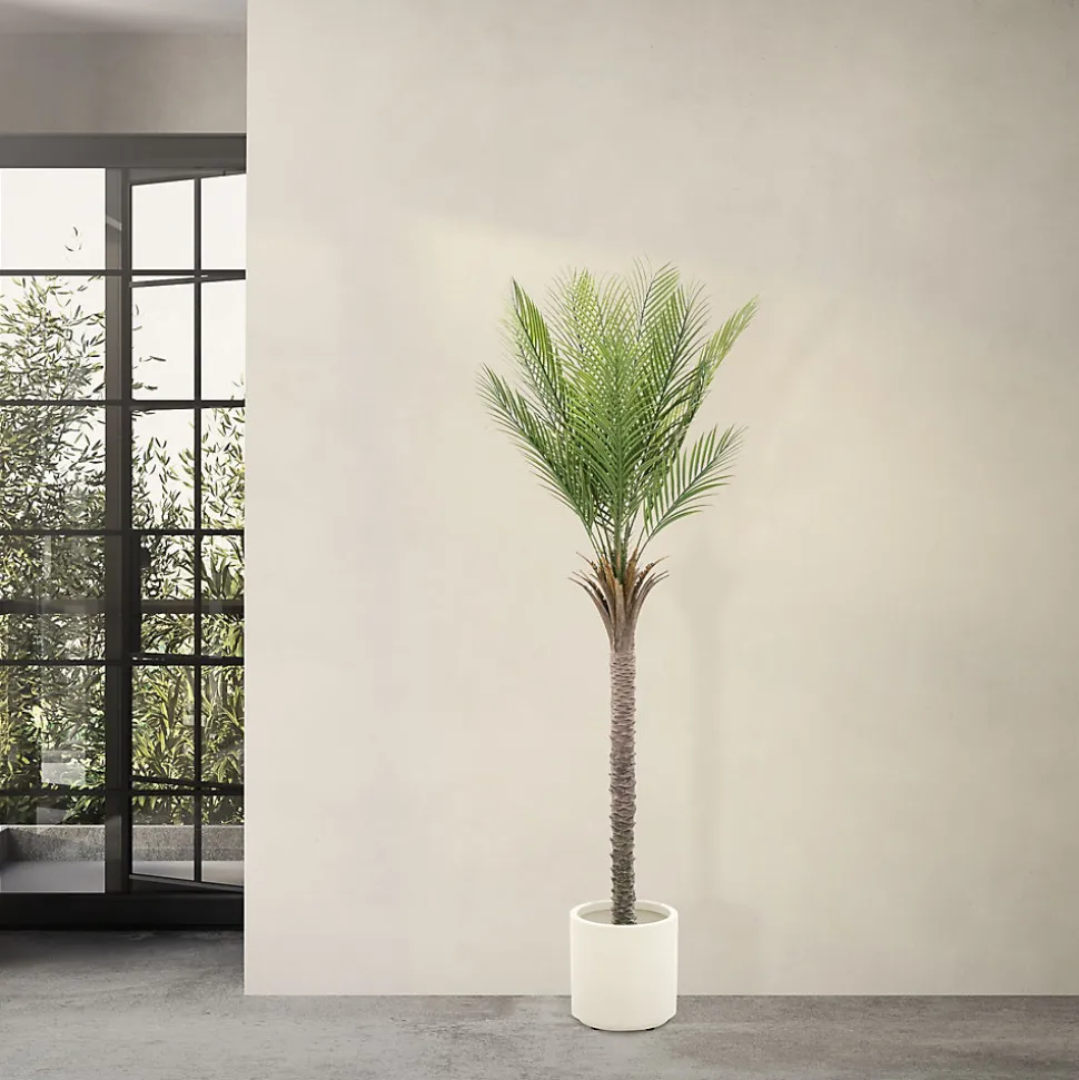 Plante artificielle palmier ML-Design 180 cm tropicale avec pot decor pour intérieur et extérieur