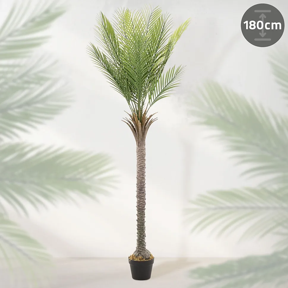 Plante artificielle palmier ML-Design 180 cm tropicale avec pot decor pour intérieur et extérieur