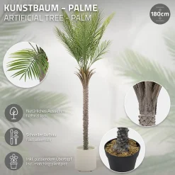 Plante artificielle palmier ML-Design 180 cm tropicale avec pot decor pour intérieur et extérieur