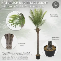 Plante artificielle palmier ML-Design 180 cm tropicale avec pot decor pour intérieur et extérieur