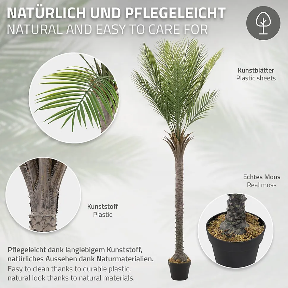Plante artificielle palmier ML-Design 180 cm tropicale avec pot decor pour intérieur et extérieur