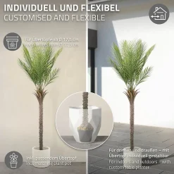 Plante artificielle palmier ML-Design 180 cm tropicale avec pot decor pour intérieur et extérieur