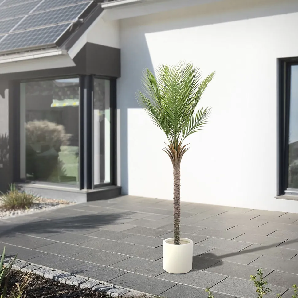 Plante artificielle palmier ML-Design 180 cm tropicale avec pot decor pour intérieur et extérieur