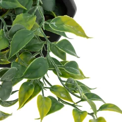 Plante artificielle suspendue Ayame pot noir H14cm - Atmosphera