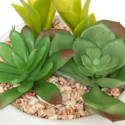 Plante grasse artificielle - pot en ciment - H10 cm - Noir- Atmosphera