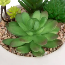 Plante grasse artificielle - pot en ciment - H10 cm - Noir- Atmosphera