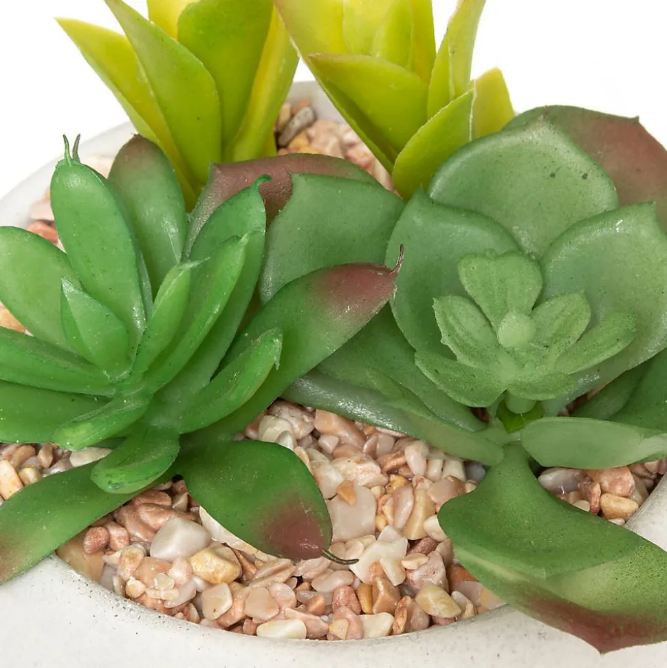 Plante grasse artificielle - pot en ciment - H10 cm - Blanc- Atmosphera