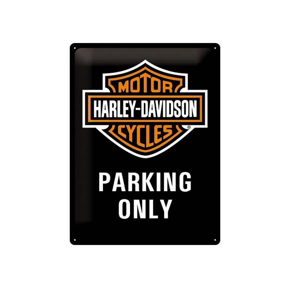 Plaque décorative en métal en relief 40x30 cm Harley Davidson Parking Only