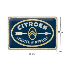 Plaque décorative en métal en relief 30x20 cm Citroën Service