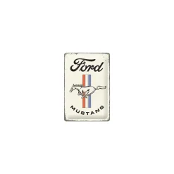 Plaque décorative en métal en relief 30x20 cm Ford Mustang Horse & Stripes