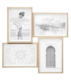 Pêle - mêle "Moly" - bois et verre - 4 photos - Blanc- Atmosphera