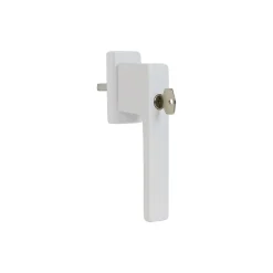 Poignée alu à clé blanc pour fenêtre L.115 mm