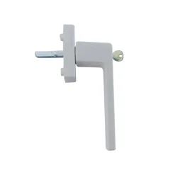 Poignée alu à clé blanc pour fenêtre L.115 mm