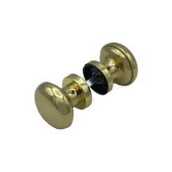 Poignée bouton de Porte en Aluminium D60 mm - couple complet - Laiton poli- lot de 6 boutons
