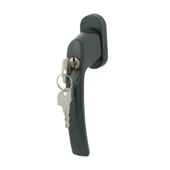 Poignée de fenêtre Minianc avec clé PVC fer aluminium gris l.2,9 x H.15,4 x P.6 cm