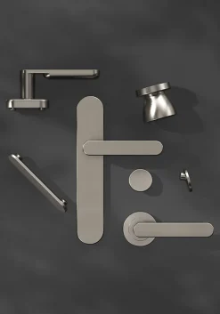 Poignée de meuble arrondi GoodHome Minzh aluminium effet nickel satin gris l.121mm x l.25mm x H. 16mm entraxe 96mm