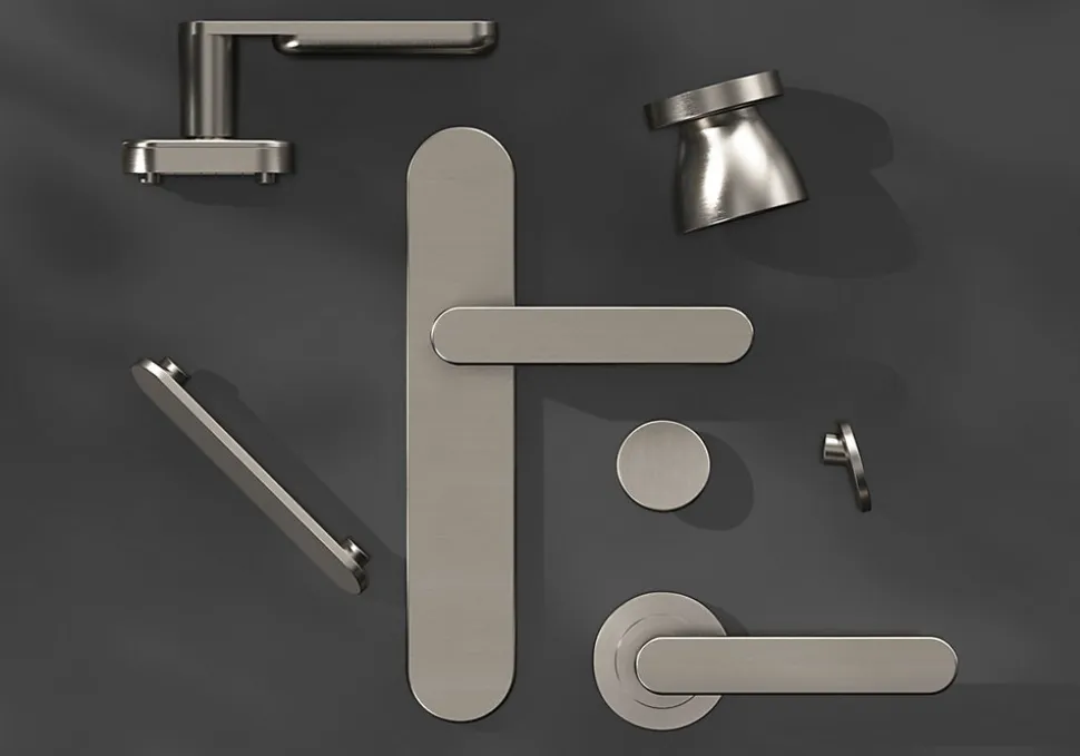 Poignée de meuble arrondi GoodHome Minzh aluminium effet nickel satin gris l.121mm x l.25mm x H. 16mm entraxe 96mm