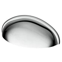 Poignée de meuble demi-ronde GoodHome Armel effet chromé gris l.79mm x l.28mm x H. 26mm entraxe 64mm