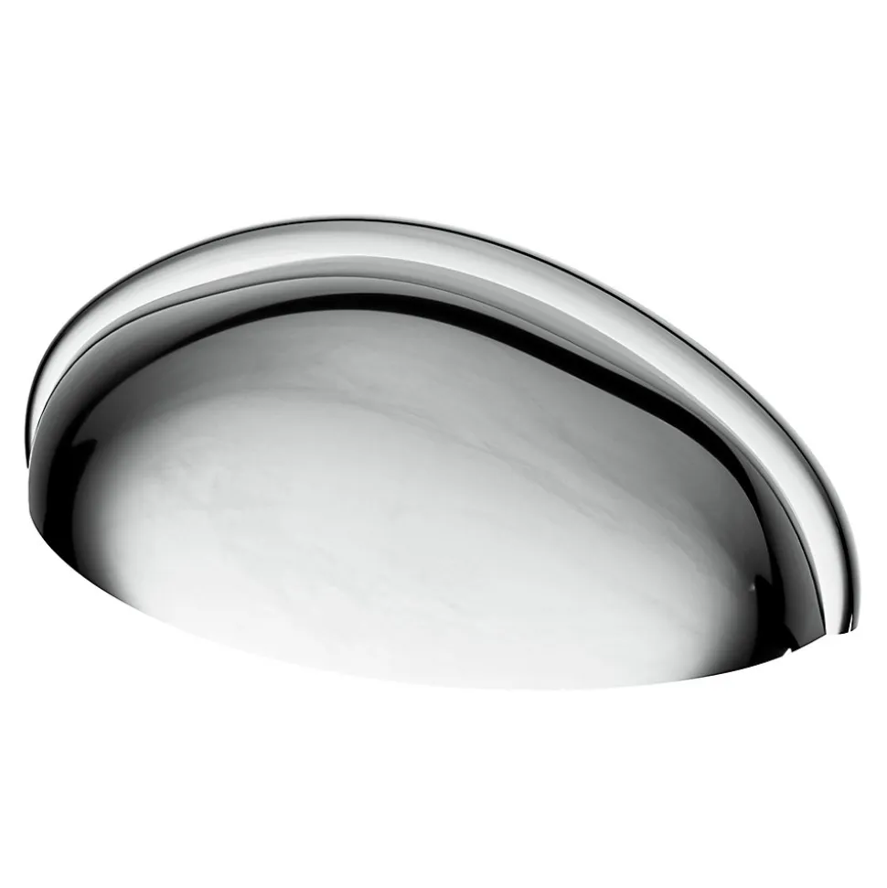 Poignée de meuble demi-ronde GoodHome Armel effet chromé gris l.79mm x l.28mm x H. 26mm entraxe 64mm