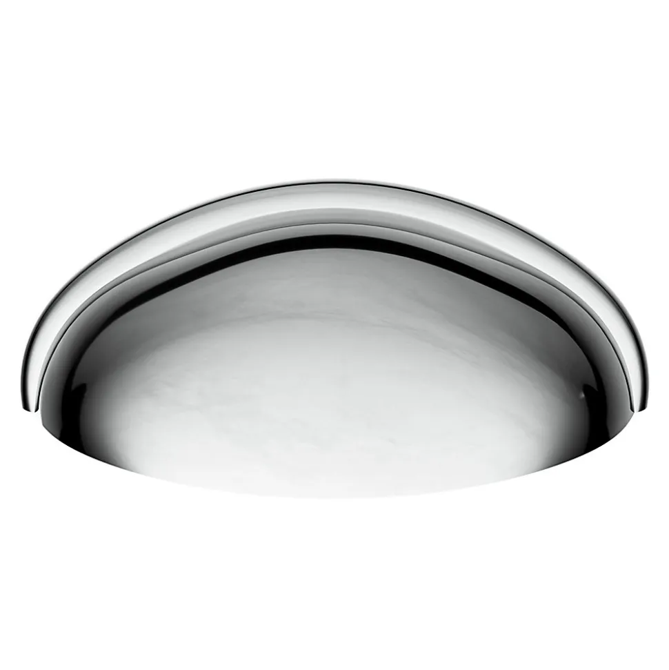 Poignée de meuble demi-ronde GoodHome Armel effet chromé gris l.79mm x l.28mm x H. 26mm entraxe 64mm