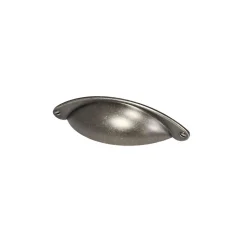 Poignée de meuble demi-ronde Rohan effet étain antique satin noir l.120mm x l.30mm x H. 25mm entraxe 80mm