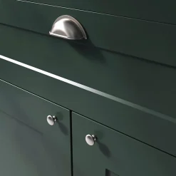 Poignée de meuble demi-ronde GoodHome Govlin effet nickel satin gris l.81mm x l.30mm x H. 30mm entraxe 64mm