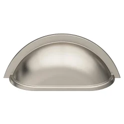Poignée de meuble demi-ronde GoodHome Govlin effet nickel satin gris l.81mm x l.30mm x H. 30mm entraxe 64mm