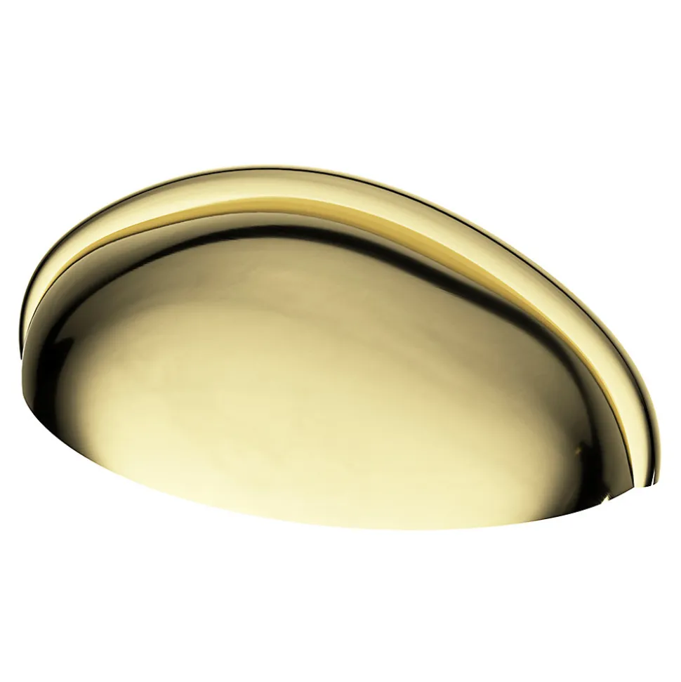 Poignée de meuble demi-ronde GoodHome Armel effet laiton doré l.79mm x l.28mm x H. 26mm entraxe 64mm