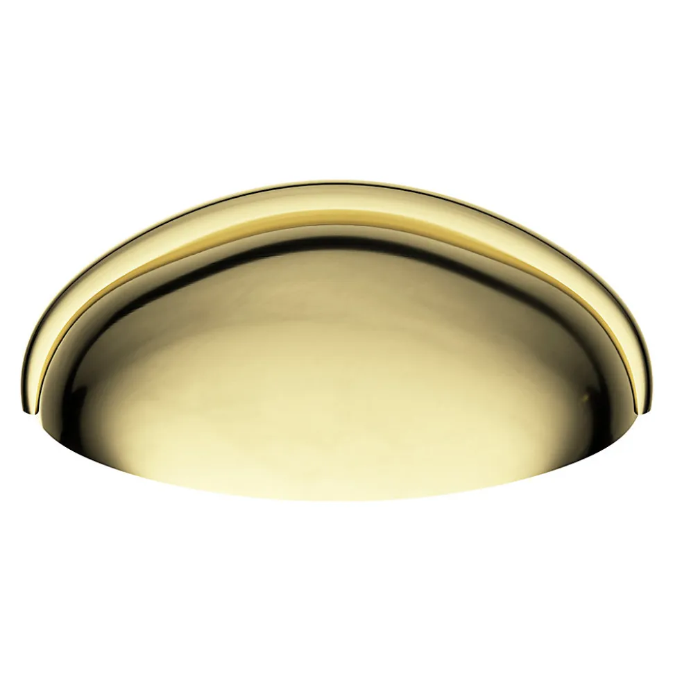 Poignée de meuble demi-ronde GoodHome Armel effet laiton doré l.79mm x l.28mm x H. 26mm entraxe 64mm
