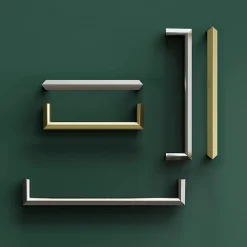 Poignée de meuble Droit GoodHome Keri effet nickel satin gris l.106mm x l.11mm x H. 27mm entraxe 96mm