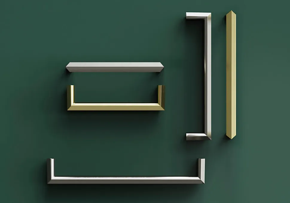 Poignée de meuble Droit GoodHome Keri effet nickel satin gris l.106mm x l.11mm x H. 27mm entraxe 96mm