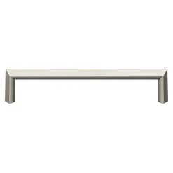 Poignée de meuble Droit GoodHome Keri effet nickel satin gris l.138mm x l.11mm x H. 27mm entraxe 128mm