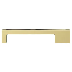 Poignée de meuble Droit GoodHome Skej aluminium effet laiton satin doré l.158mm x l.7mm x H. 30mm entraxe 128mm