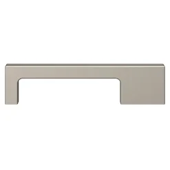 Poignée de meuble Droit GoodHome Skej aluminium effet nickel satin gris l.126mm x l.7mm x H. 30mm entraxe 96mm