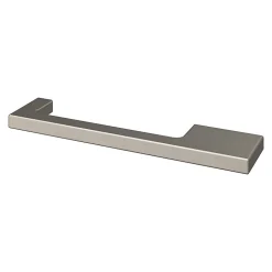 Poignée de meuble Droit GoodHome Skej aluminium effet nickel satin gris l.126mm x l.7mm x H. 30mm entraxe 96mm