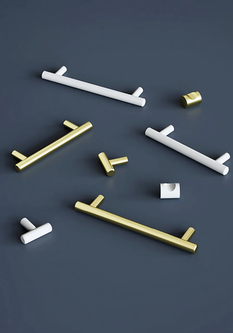 Poignée de meuble en T GoodHome Dizel acier effet laiton satin doré l.136mm x l.12mm x H. 35mm entraxe 96mm