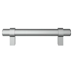 Poignée de meuble en T GoodHome Kerver acier et Zamac effet chromé gris l.136mm x l.18mm x H. 34mm entraxe 96mm