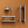 Poignée de meuble en T GoodHome Kerver acier et Zamac effet nickel satin gris l.168mm x l.18mm x H. 34mm entraxe 128mm