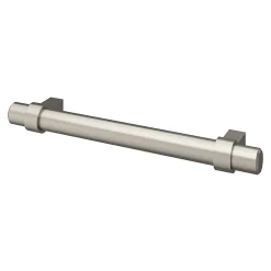 Poignée de meuble en T GoodHome Kerver acier et Zamac effet nickel satin gris l.168mm x l.18mm x H. 34mm entraxe 128mm