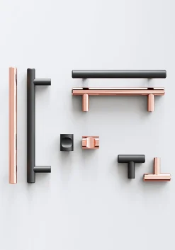 Poignée de meuble en T GoodHome Dizel acier doré l.136mm x l.12mm x H. 35mm entraxe 96mm