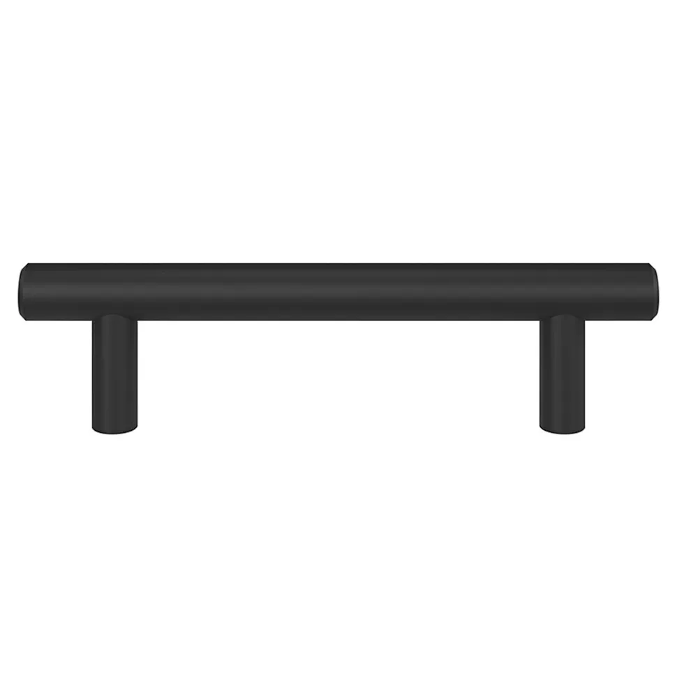 Poignée de meuble en T GoodHome Dizel acier mat noir l.136mm x l.12mm x H. 35mm entraxe 96mm