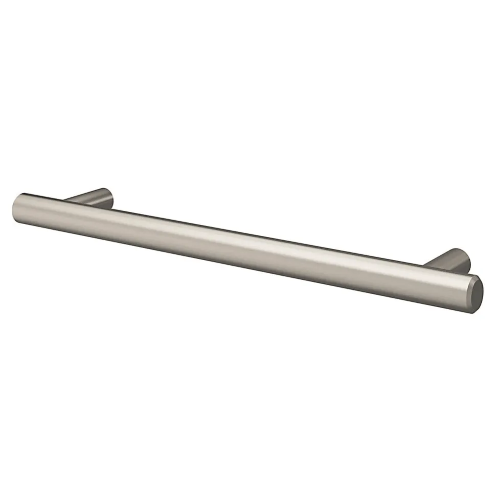Poignée de meuble en T GoodHome Dizel acier effet nickel satin gris l.200mm x l.12mm x H. 35mm entraxe 160mm