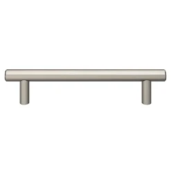 Poignée de meuble en T GoodHome Dizel acier effet nickel satin gris l.168mm x l.12mm x H. 35mm entraxe 128mm
