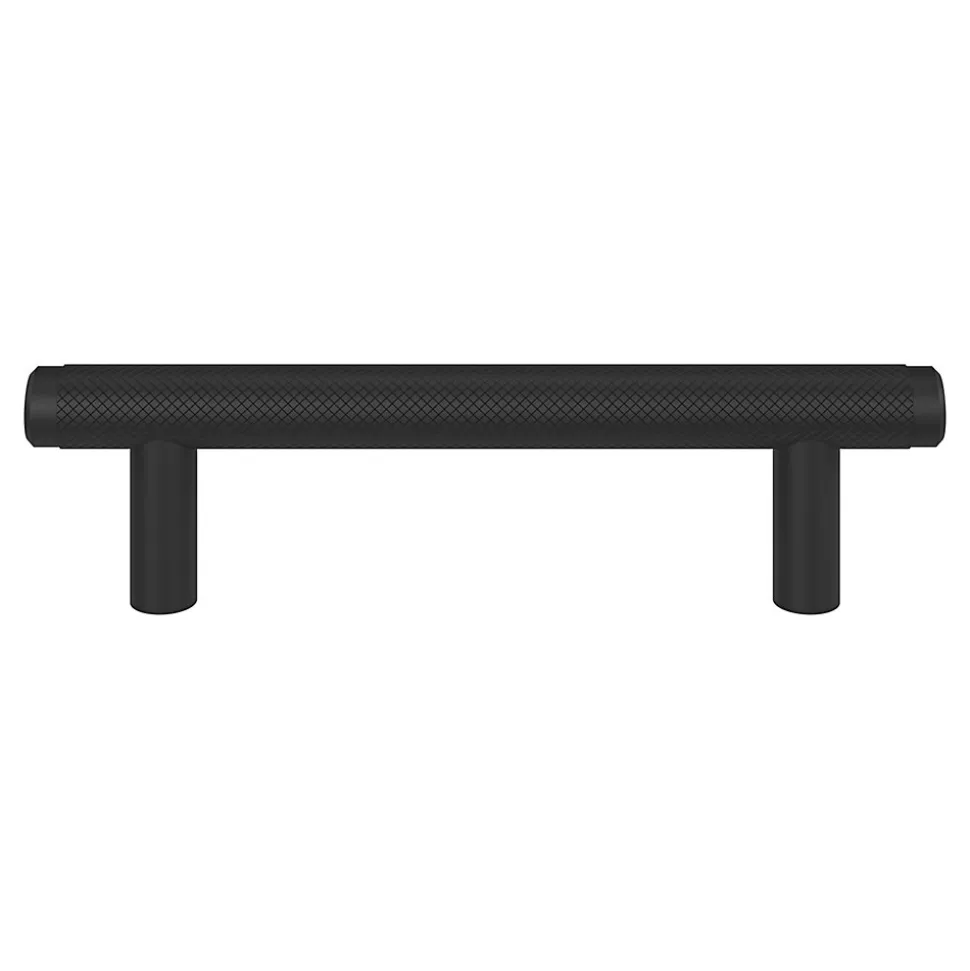 Poignée de meuble en T GoodHome Irus acier mat noir l.136mm x l.12mm x H. 35mm entraxe 96mm