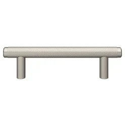 Poignée de meuble en T GoodHome Irus acier effet nickel satin gris l.136mm x l.12mm x H. 35mm entraxe 96mm
